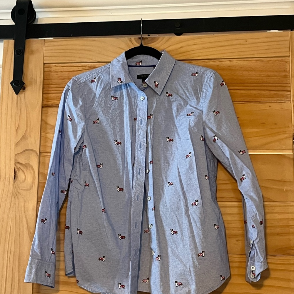 Talbots Blue Button Down Shirt with Red Pattern